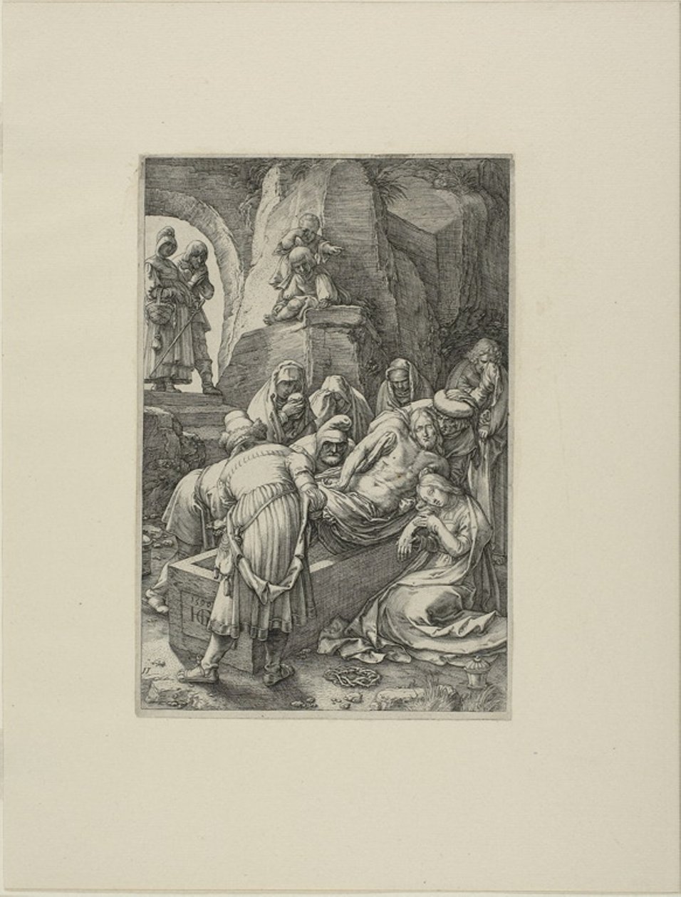 The Entombment, plate elleve fra The Passion of Christ av Hendrick Goltzius