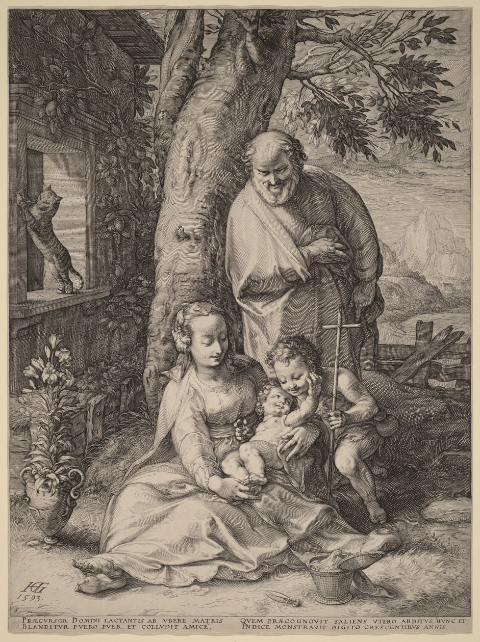 Den hellige familie med Johannes Døperen som barn av Hendrick Goltzius