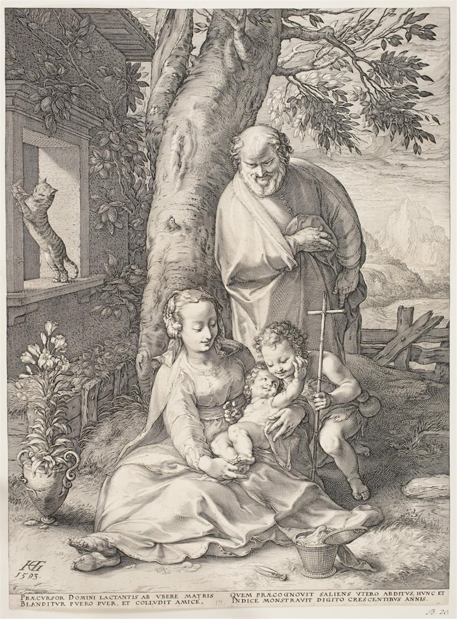 Den hellige familie med den unge døperen Johannes av Hendrick Goltzius