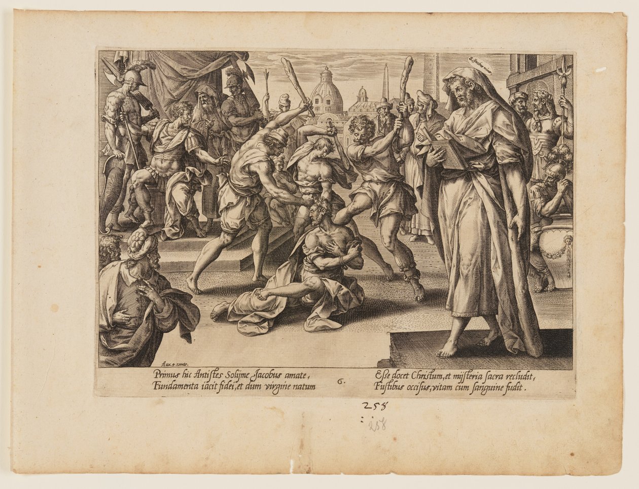 St. Jakob den lilles martyrium, fra Kristi og apostlenes martyrium av Hendrick Goltzius