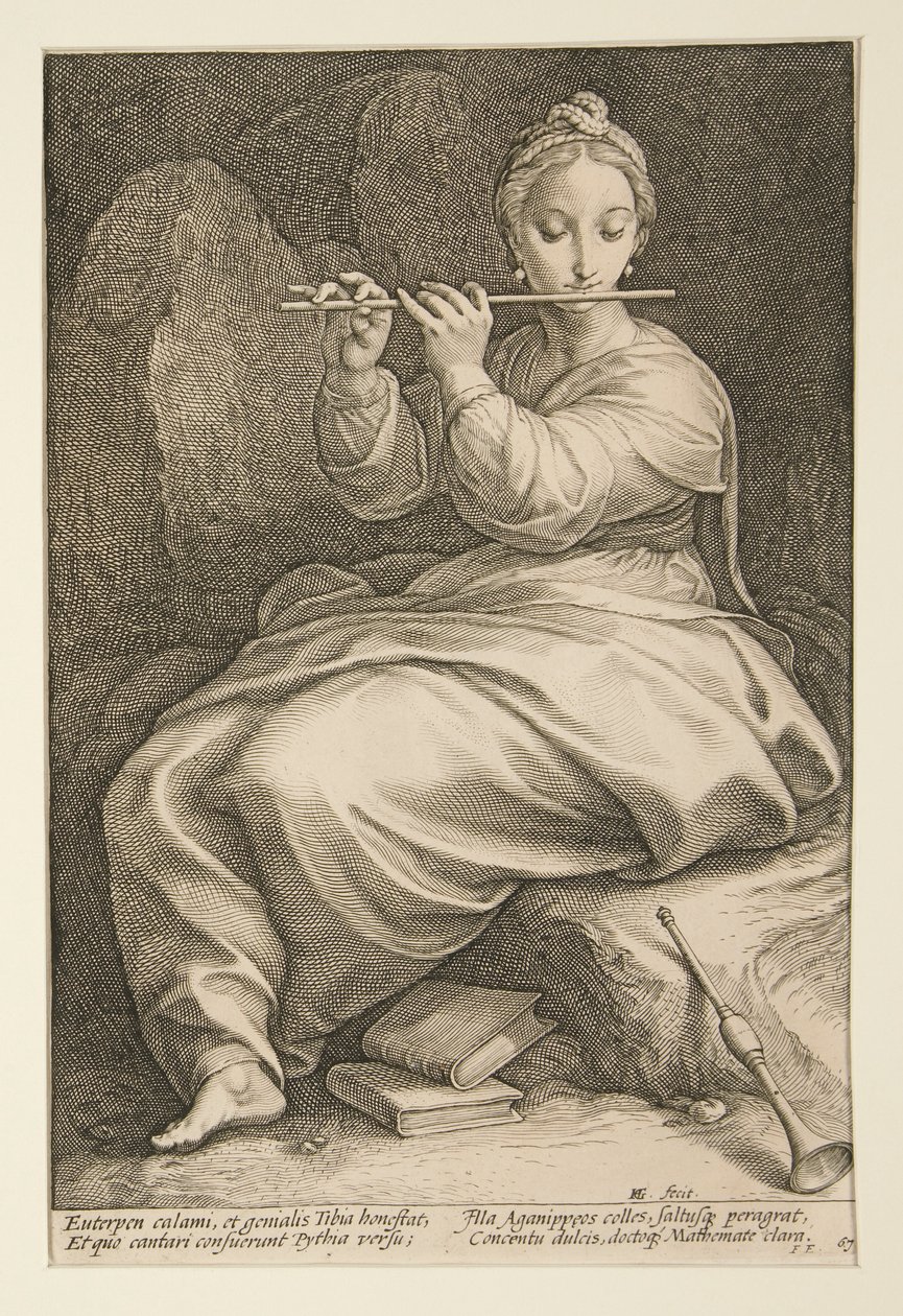 The Nine Muses: Euterpe, #6 i en serie på 9 av Hendrick Goltzius
