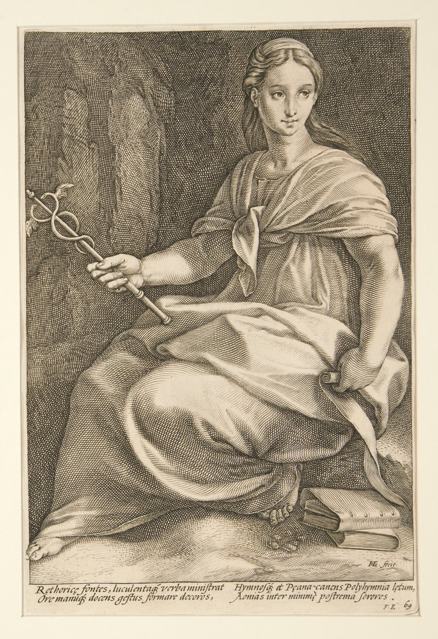 The Nine Muses: Polyhymnia, #8 i en serie på 9 av Hendrick Goltzius