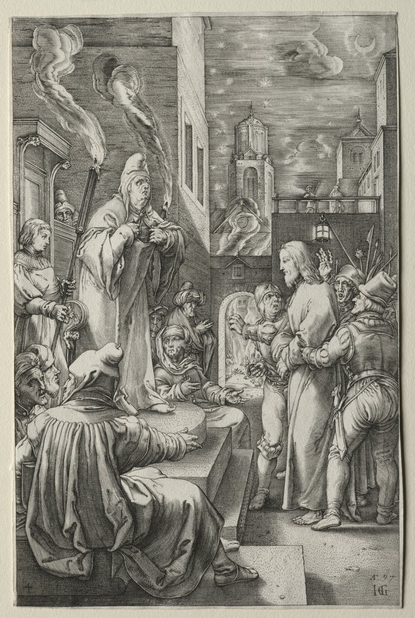 Lidenskapen: Kristus før Kaifas av Hendrick Goltzius
