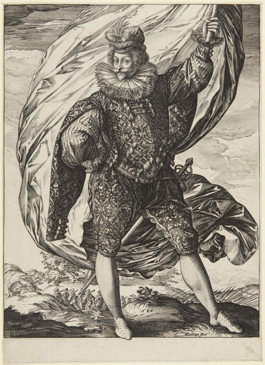 Fanebæreren, vendt mot høyre av Hendrick Goltzius