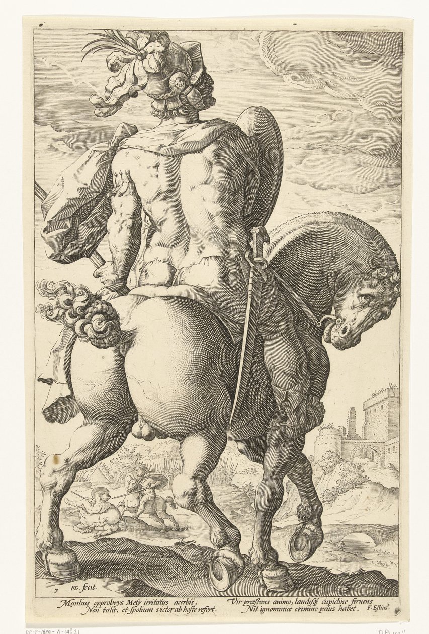 Titus Manlius til hest The Roman Heroes (serietittel) av Hendrick Goltzius