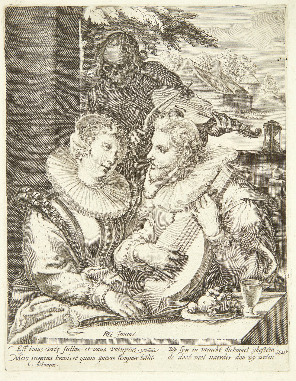 Ungt par besøkt av døden av Hendrick Goltzius
