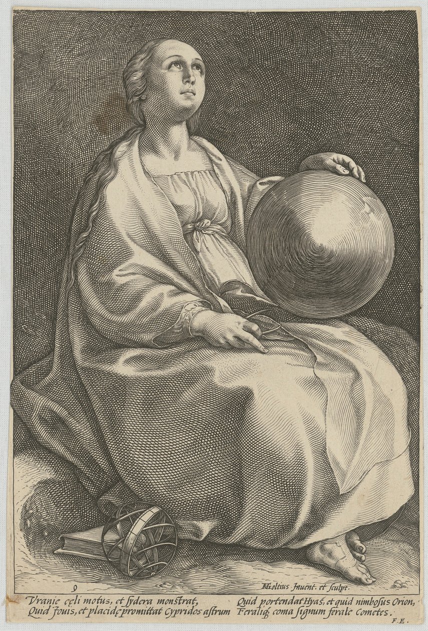 Urania, blad 9 i serien «De ni musene» av Hendrick Goltzius