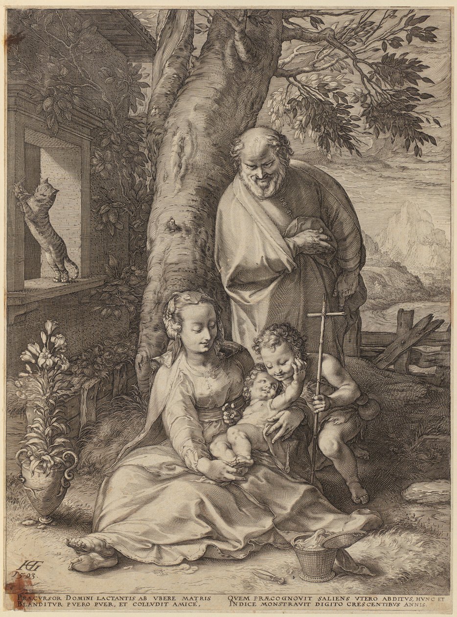 Forkynnelsen, blad 1 i serien «Jomfru Marias liv» av Hendrick Goltzius