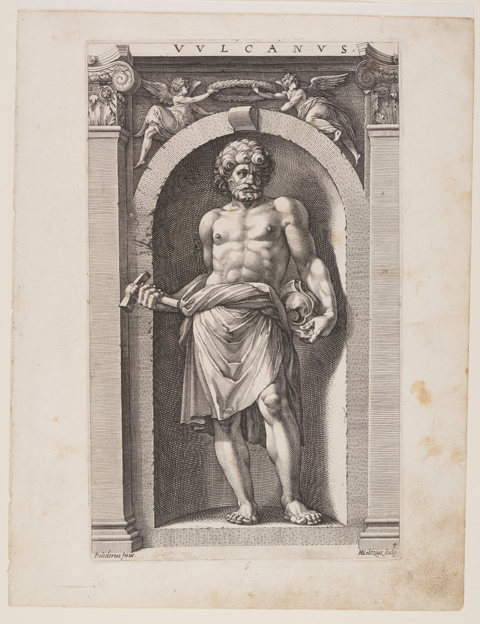 Vulcanus, fra åtte hedenske guder av Hendrick Goltzius