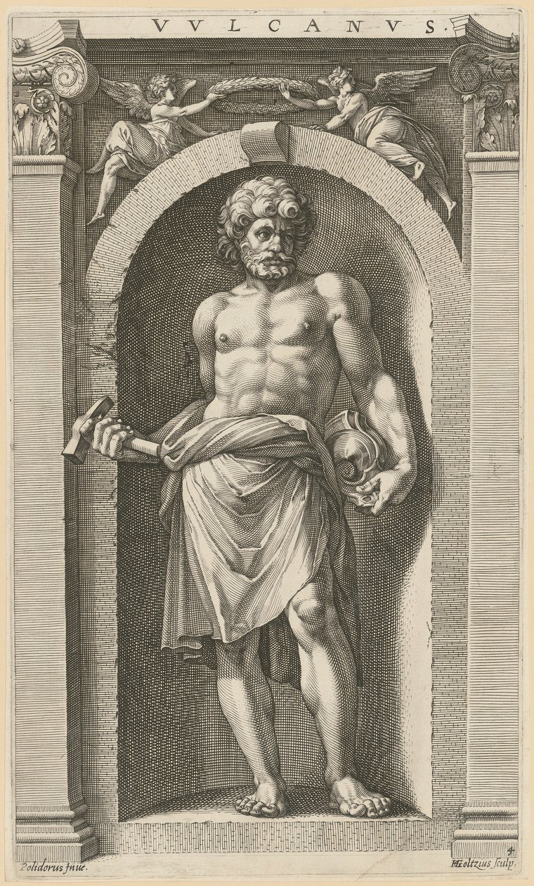 Vulkan, blad 4 fra serien «Åtte antikke guddommer» av Hendrick Goltzius