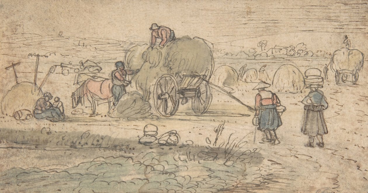 Bønder som laster høy, ca. 1620-tallet. av Hendrick. Hendrick Avercamp,Avercamp