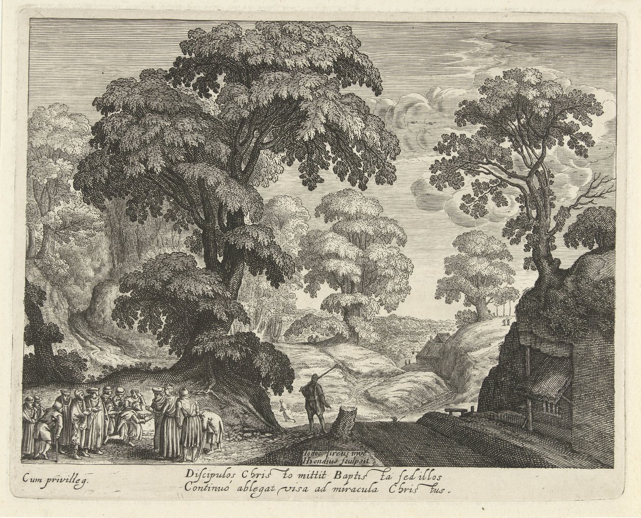 Landskap med helbredelse av blinde av Hendrick Hondius (I)