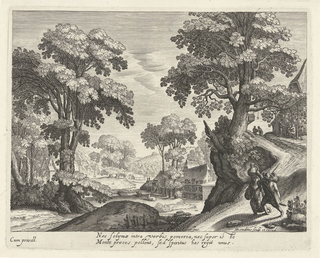 Landskap med et bondepar på landevei av Hendrick Hondius (I)