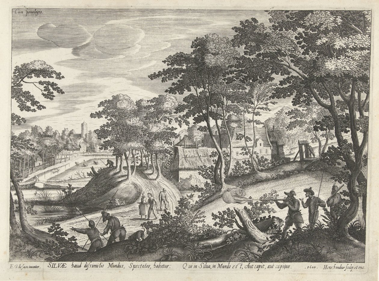 Landskap med jaktscene av Hendrick Hondius (I)