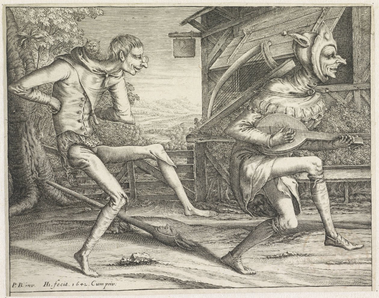 To dansende tullinger Crazy (serietittel) av Hendrick Hondius (I)