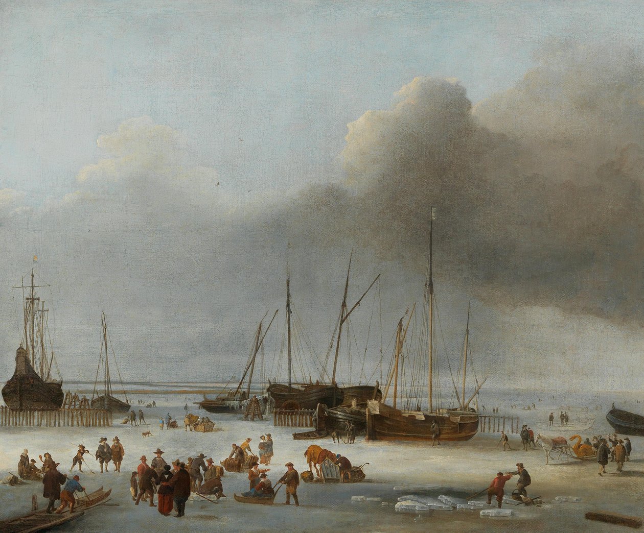 Skøyter på de østlige havnene i Amsterdam, andre halvdel av 1600-tallet. av Hendrick Jacobsz. Dubbels