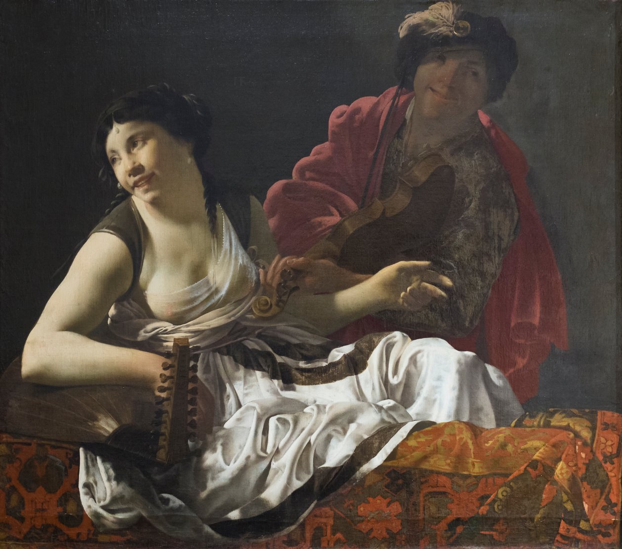 Duetten, Henrick Ter Bruggen (olje på lerret) av Hendrick ter Brugghen