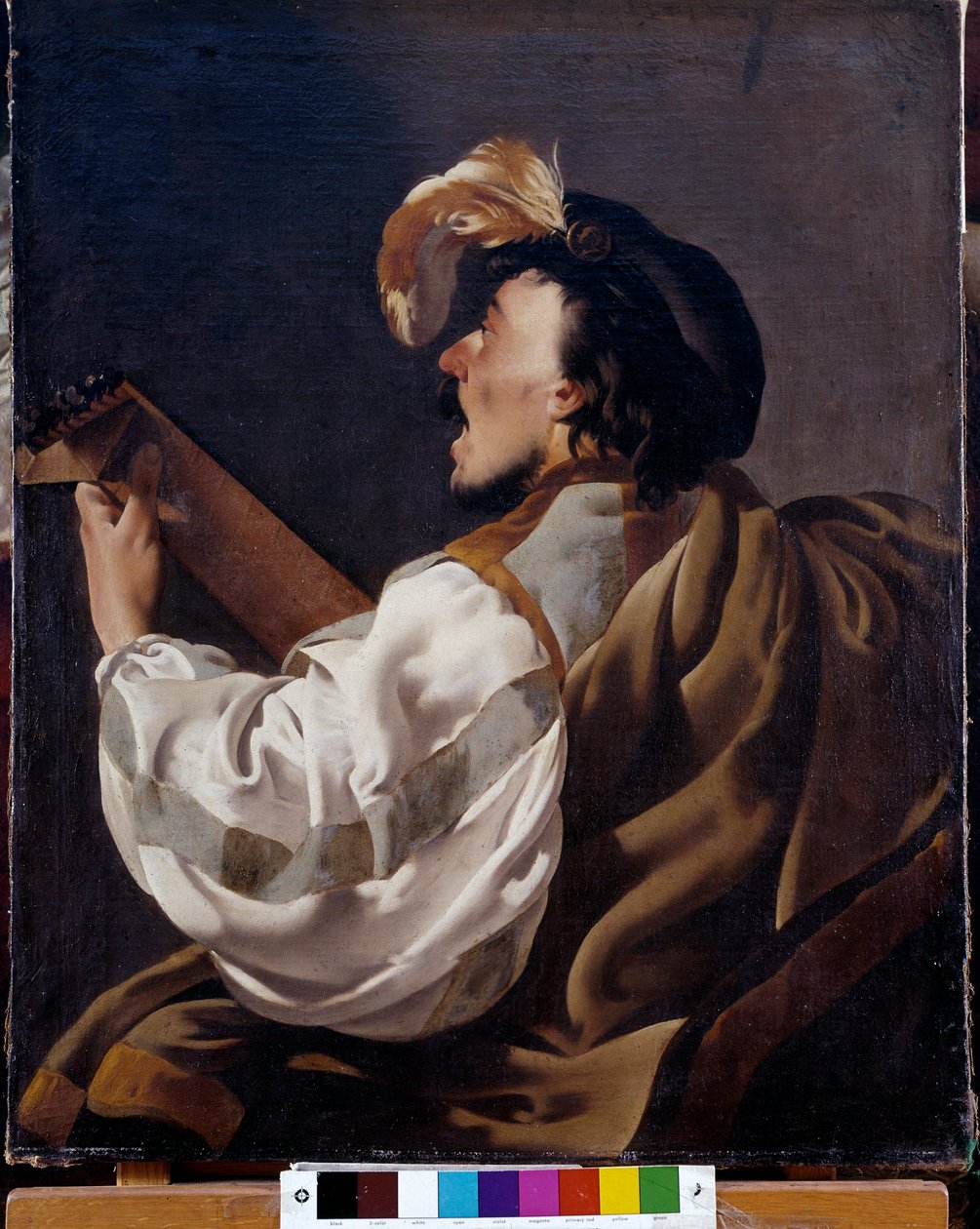 en sanger som akkompagnerer seg selv til lutten, sier også luttspilleren Painting av Hendrick ter Brugghen (eller Terbrugghen av Hendrick ter Brugghen