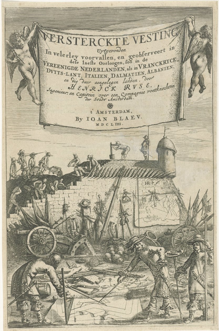Tittelside for Henrich Ruse, Versterckte Vesting, 1654 av Hendrick baron van Ruse