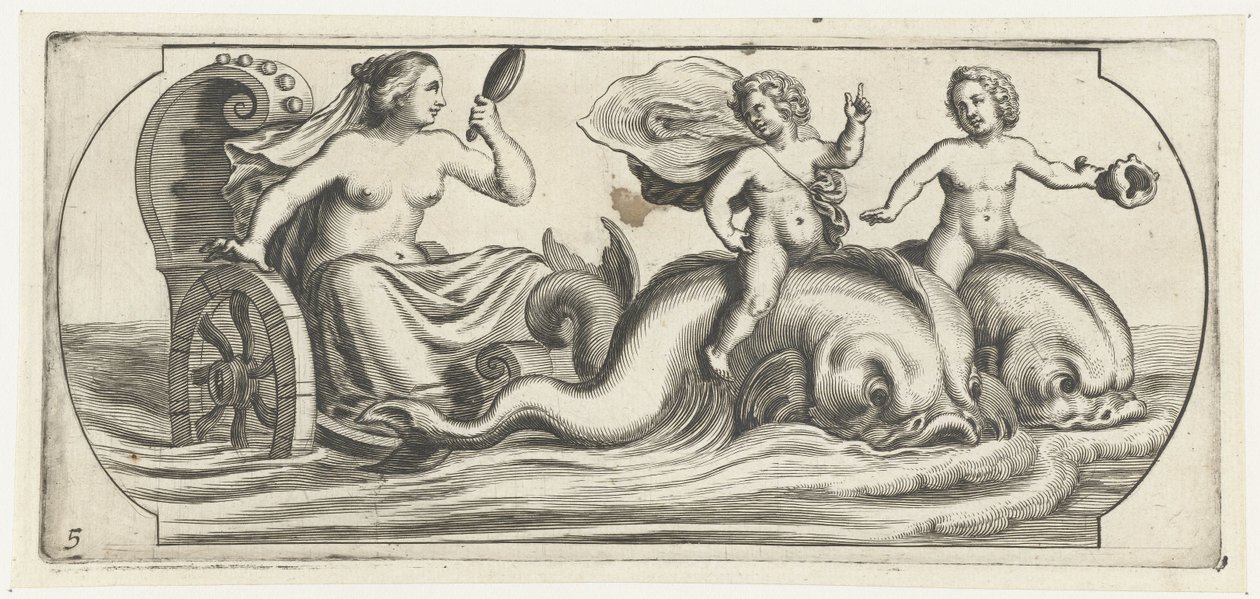 Amfitritt på en vogn Nouveau Livre des Dieux et Deeßes De la Marine Bouckje of Sea Gods and Goddesses (serietittel) av Hendrick de Keyser (I)
