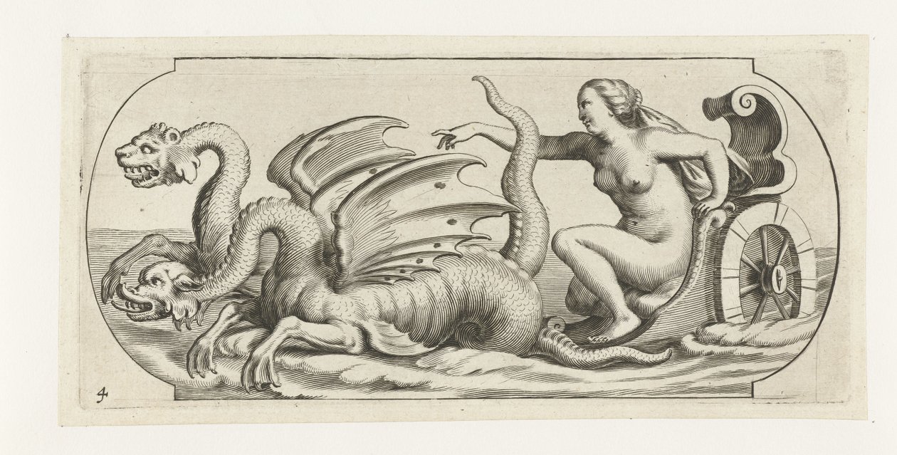 Gudinne på en vogn Nouveau Livre des Dieux et Deeßes De la Marine Bouckje of Sea Gods and Goddesses (serietittel) av Hendrick de Keyser (I)