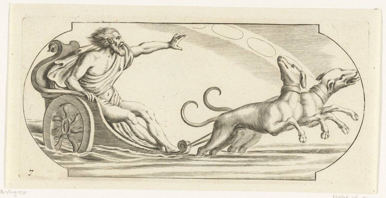 Marsj på vogn Nouveau Livre des Dieux et Deeßes De la Marine Bouckje of Sea Gods and Goddesses (serietittel) av Hendrick de Keyser (I)