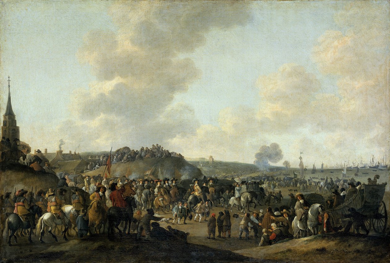 Kong Charles II av Englands avgang fra Scheveningen, 2. juni 1660, 1683 av Hendrick de Meijer