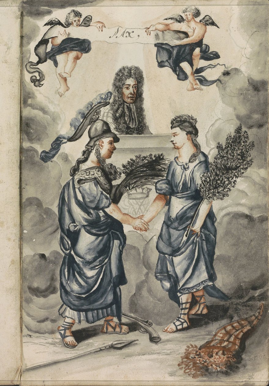 Vilhelm III fører tilsyn med alliansen mellom visdom og fred av Hendrick van Beaumont