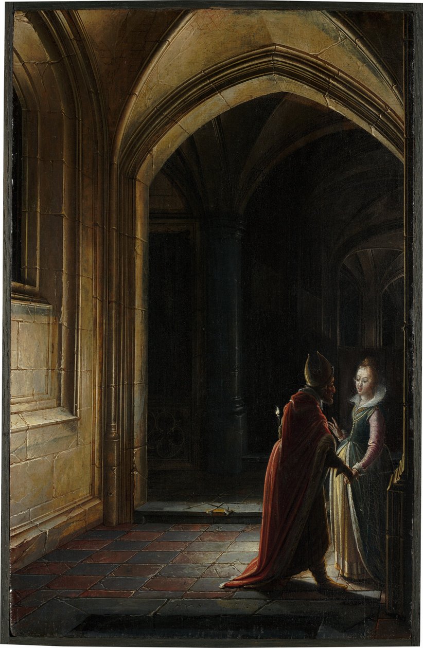 Ester og Mordekai av Hendrick van Steenwijk the Younger