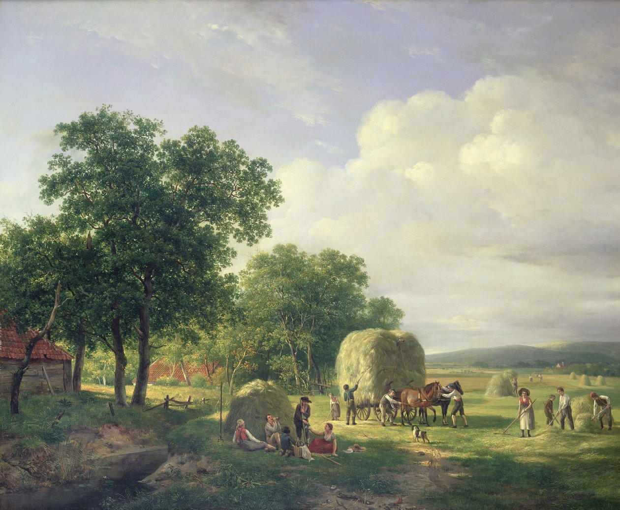 Skoglandskap med slåttemakere, 1822 av Hendrick van de Sande Bakhuyzen