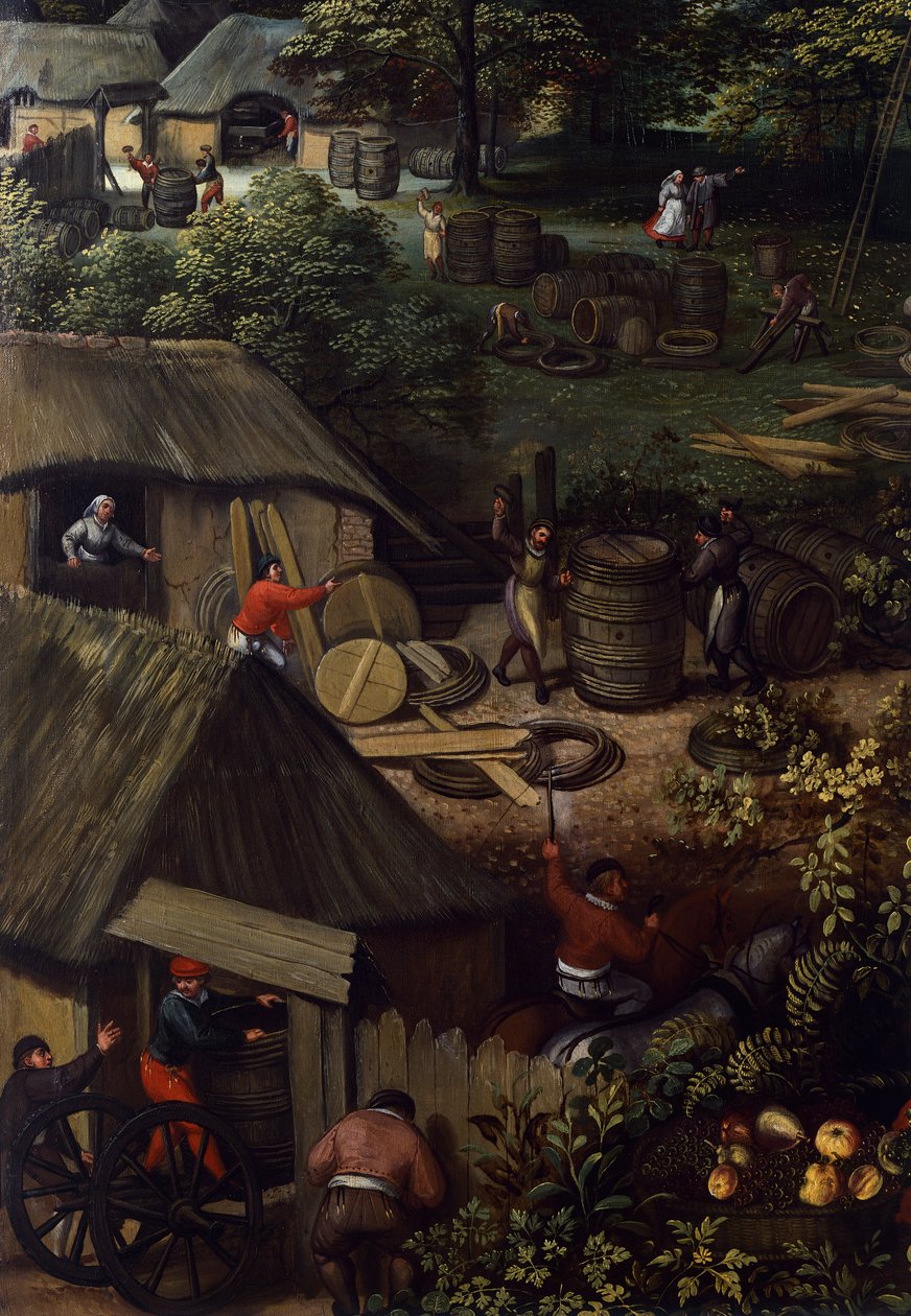 Høsthøstlandskap, av Lucas van Valkenborch (ca. 1530-1597), detalj av Hendrick van den (1530 97) Broeck