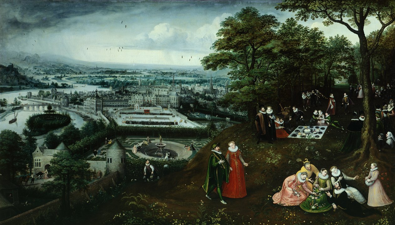 Detalj av landskap om våren, av Lucas van Valkenborch (ca 1530-1597) av Hendrick van den (1530 97) Broeck