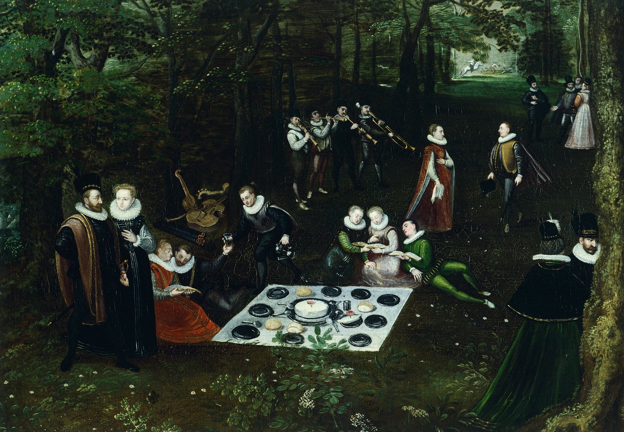 Landskap om våren, av Lucas van Valkenborch (cirka 1530-1597), detalj av Hendrick van den (1530 97) Broeck