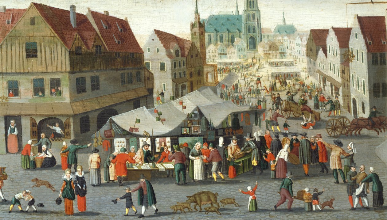Market Square, av Hendrick van Steenwijck Younger (ca. 1580-1649) av Hendrick van the younger Steenwijck