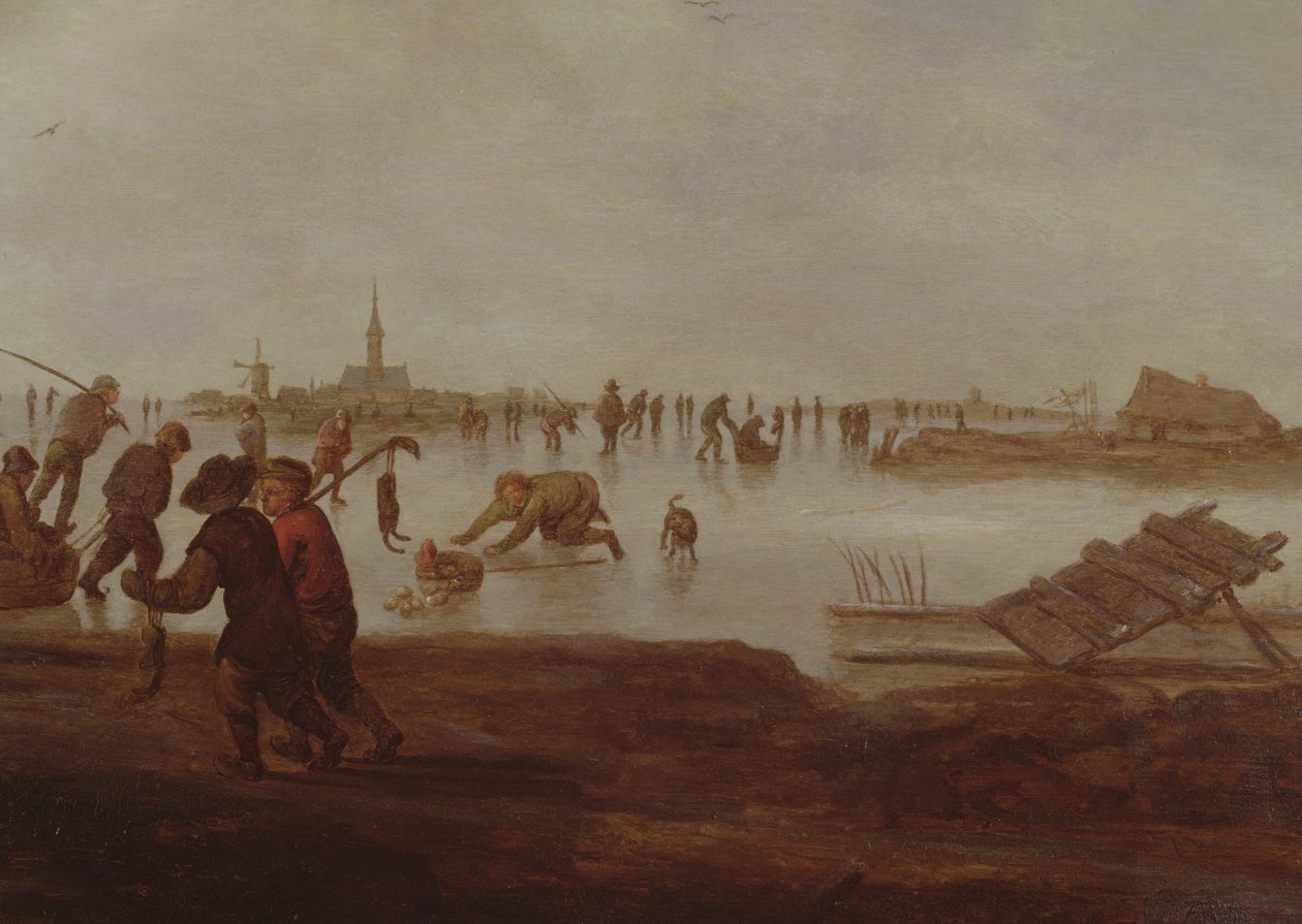 Kunstløp på Frozen Waterway, 1600-tallet av Hendrick Avercamp