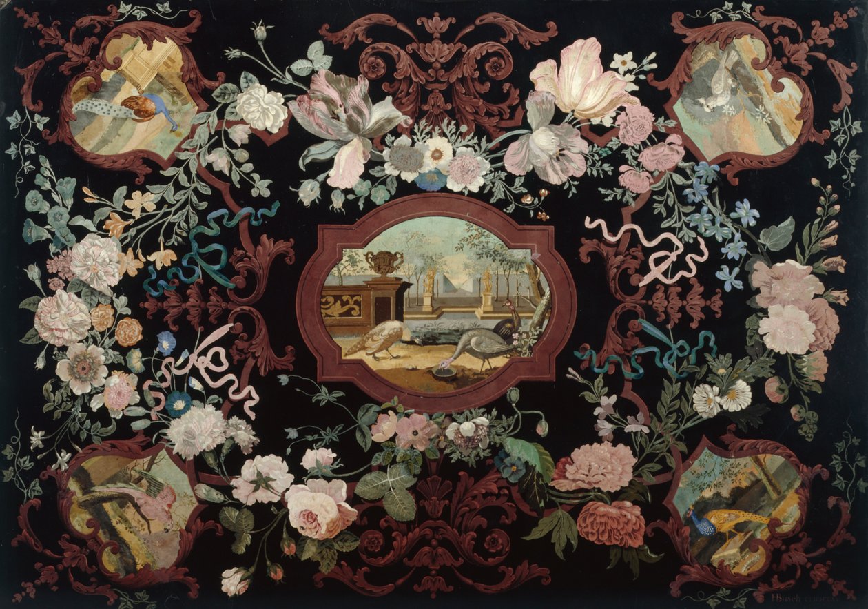 Scagolia bordplate, 1715 (malt tre) av Hendrik Busch