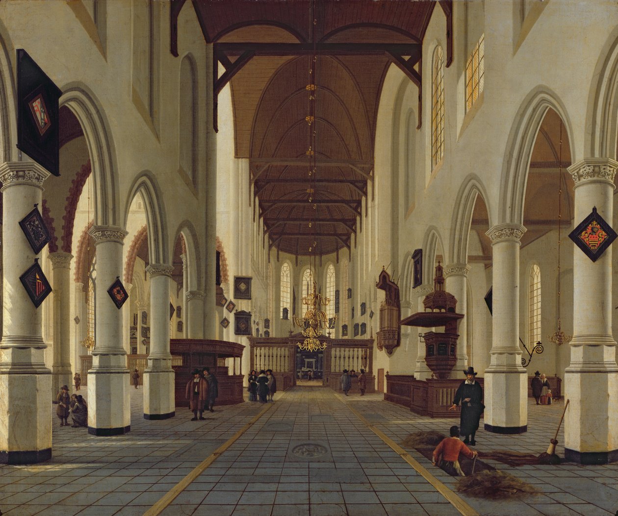 Interiør i Oude Kerk, Delft, ca. 1660-70 av Hendrik Cornelisz. van Vliet
