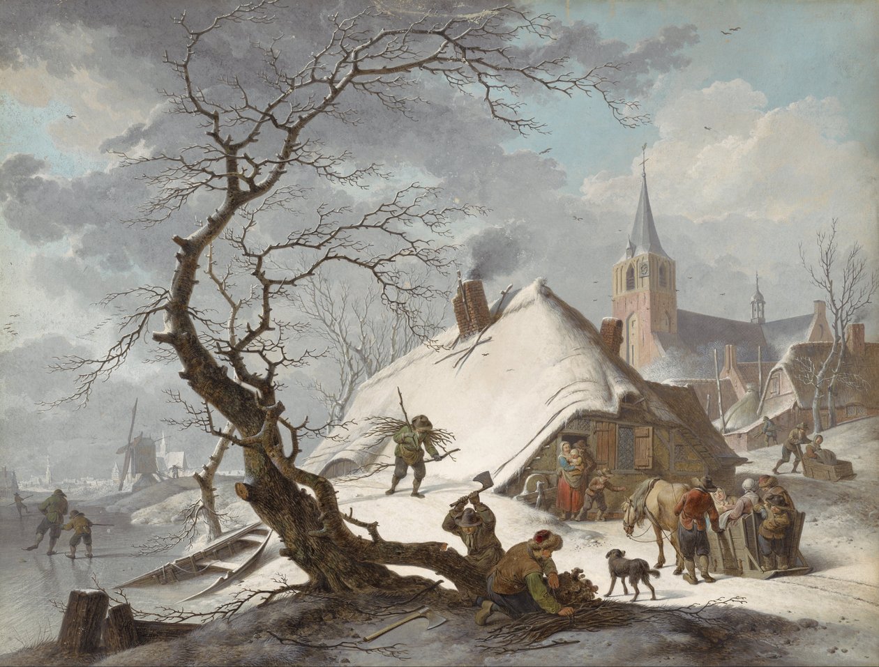 En vinter scene av Hendrick de Meyer