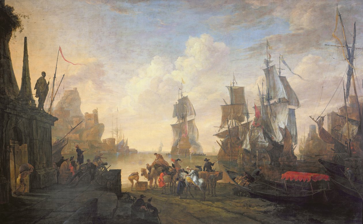 Utsikt over en havn i Levanten, 1670 av Hendrik van Minderhout