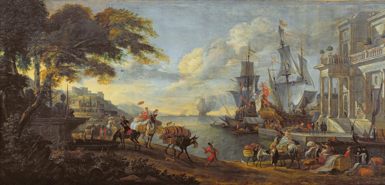 Utsikt over en orientalsk havn, 1688 av Hendrik van Minderhout