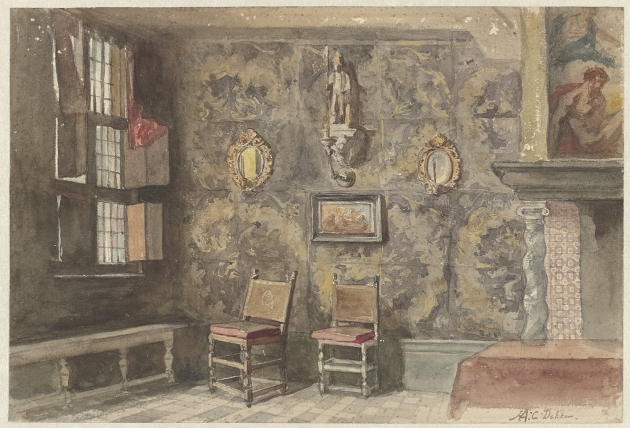 Interiør i det gamle Brouwershuis i Antwerpen av Hendrik Adriaan Christiaan Dekker
