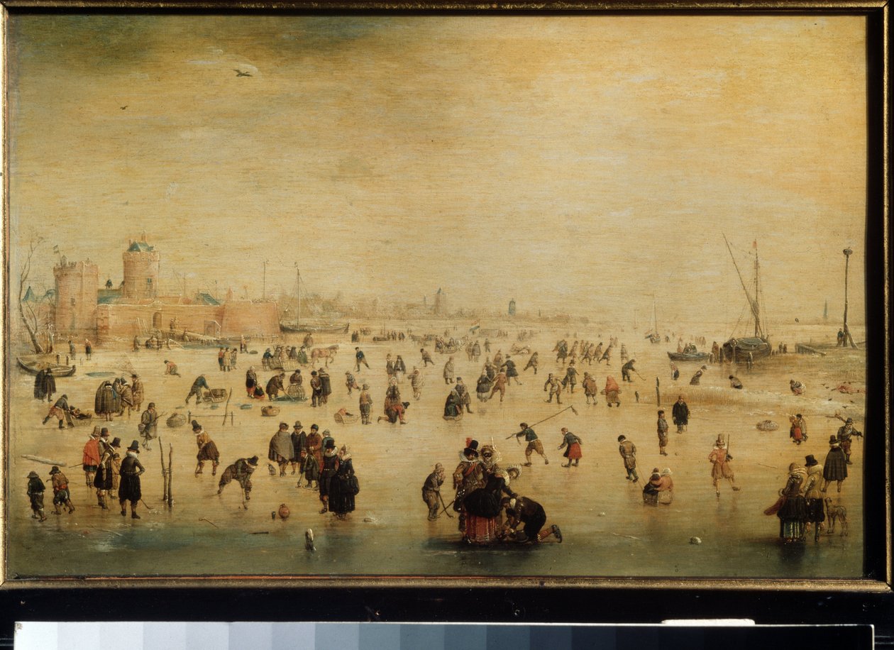 ""Ice Skaters"" (vinterscene) (nederlandsk) Maleri av Hendrick Avercamp (1585-1634) rundt 1615 Moskva, Pushkin Museum of Fine Arts av Hendrik Avercamp
