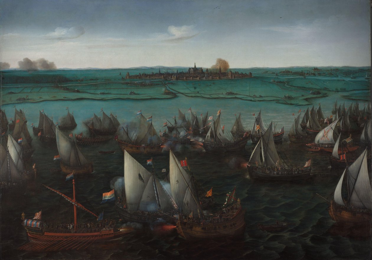 Kamp mellom nederlandske og spanske skip på Haarlemmermeer Kamp mellom nederlandske og spanske skip på Haarlemmermeer, 26. mai 1573 av Hendrick Cornelisz. Vroom