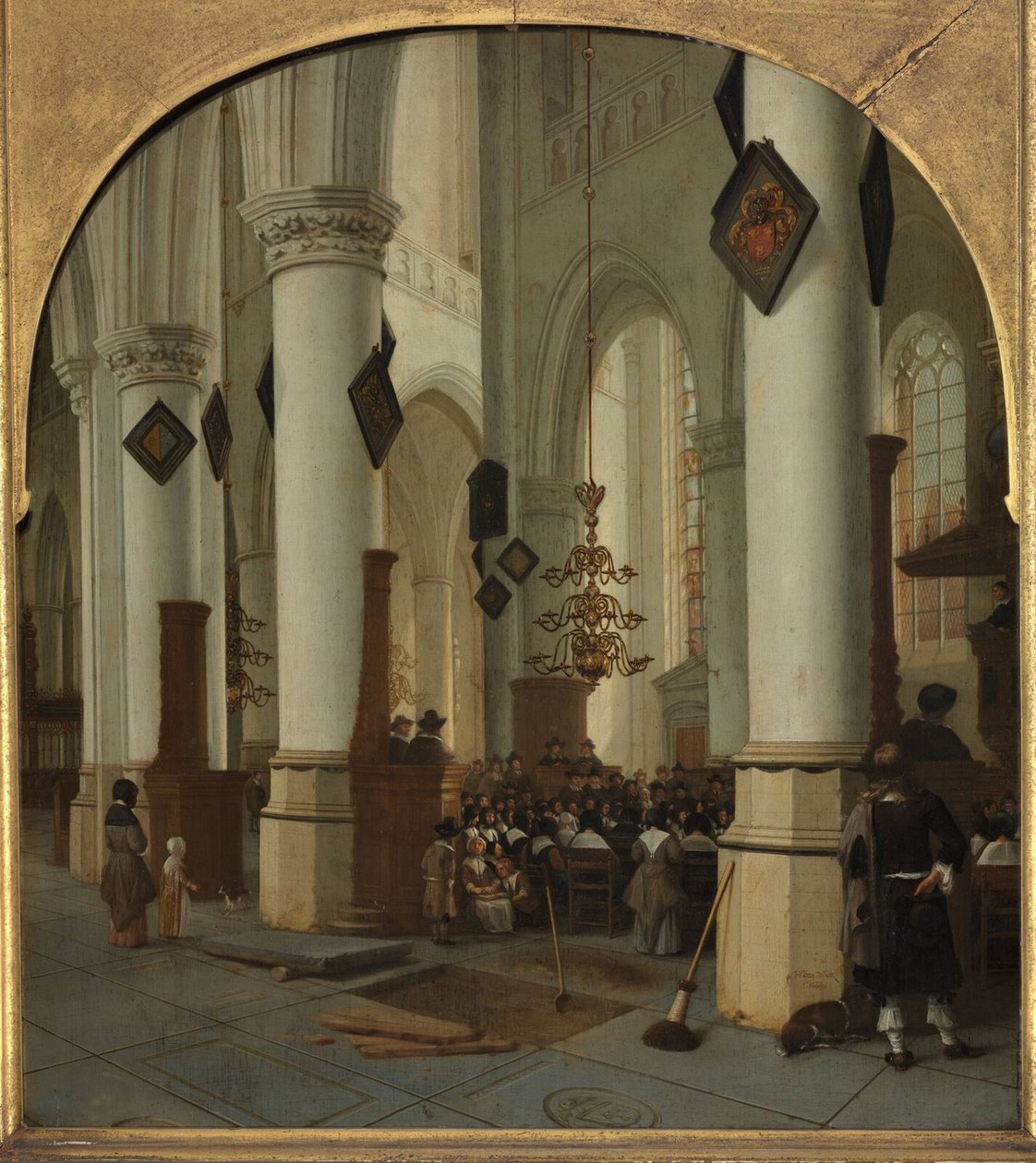 Utsikt inne i Saint Bavo-kirken i Haarlem under messen, 1666 av Hendrik Cornelisz. van Vliet