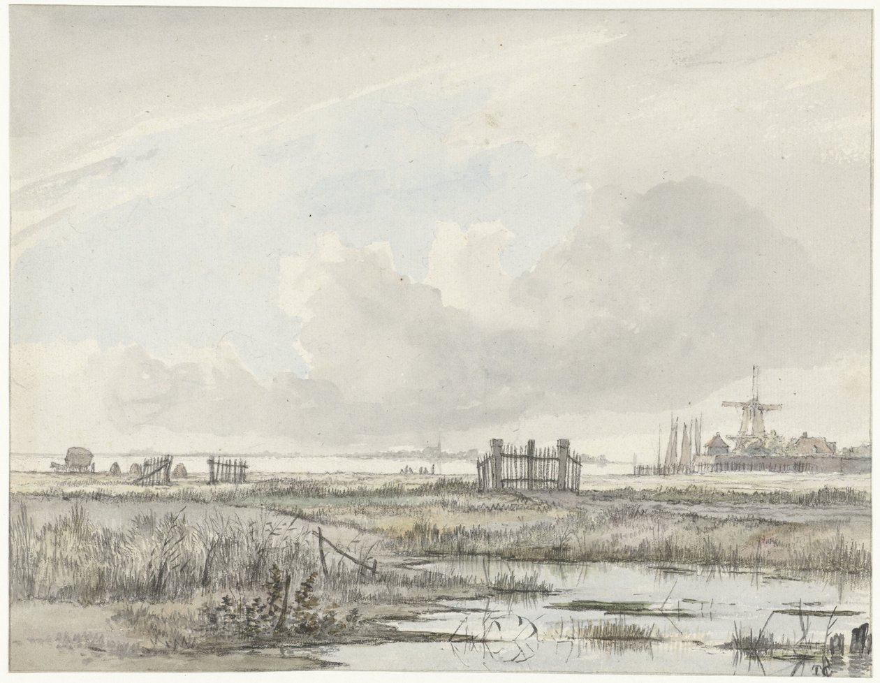 Sumpete landskap utenfor en by av Hendrik Gerrit ten Cate