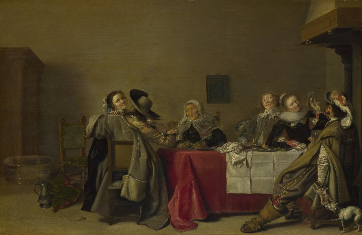 Et lystig selskap ved bordet, 1630 av Hendrik Gerritsz. Pot