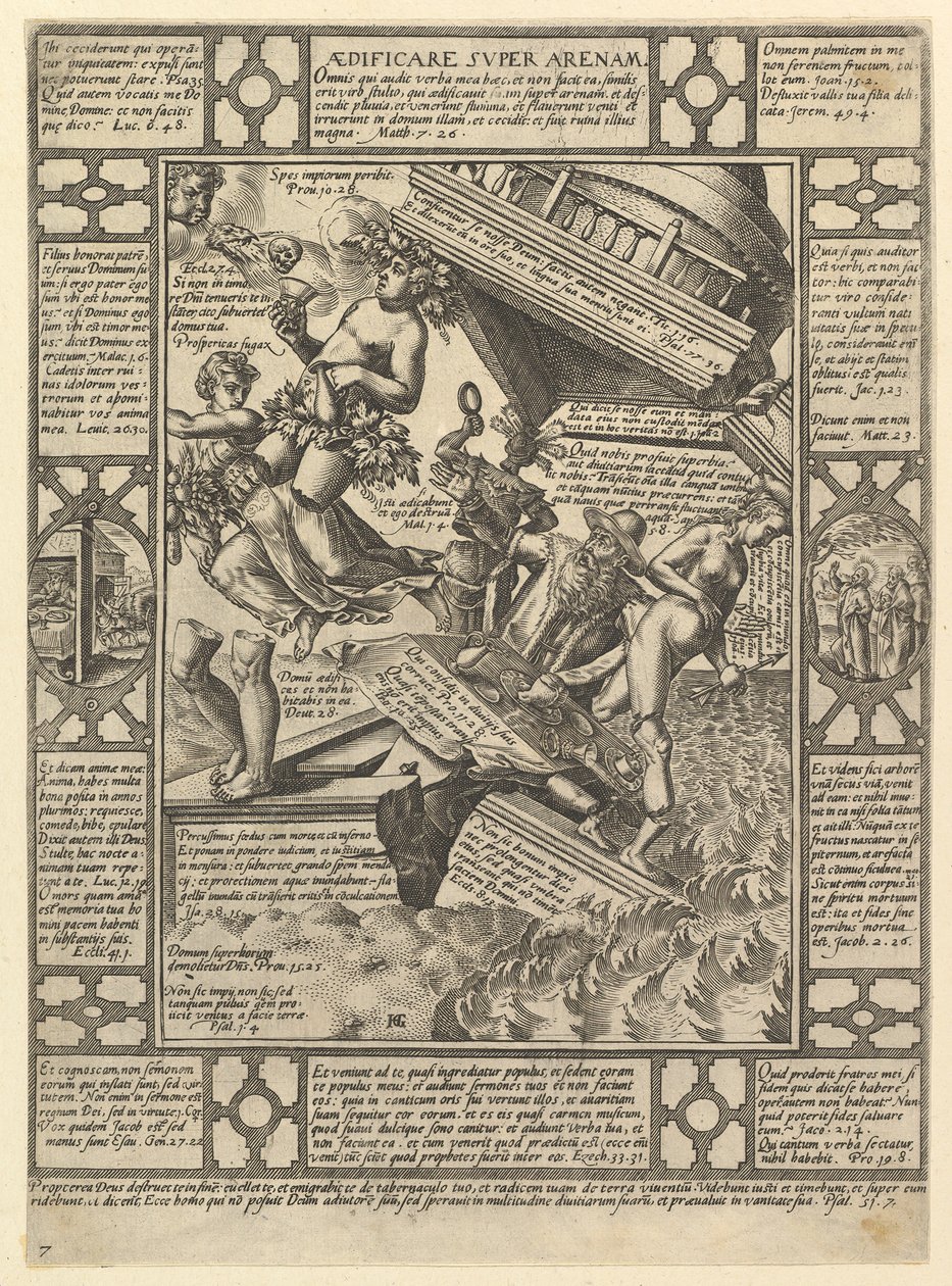 Aedificare Super Arenam, fra Allegories of the Christian Faith, fra Christian and P..., 1575-1617. av Hendrik Goltzius