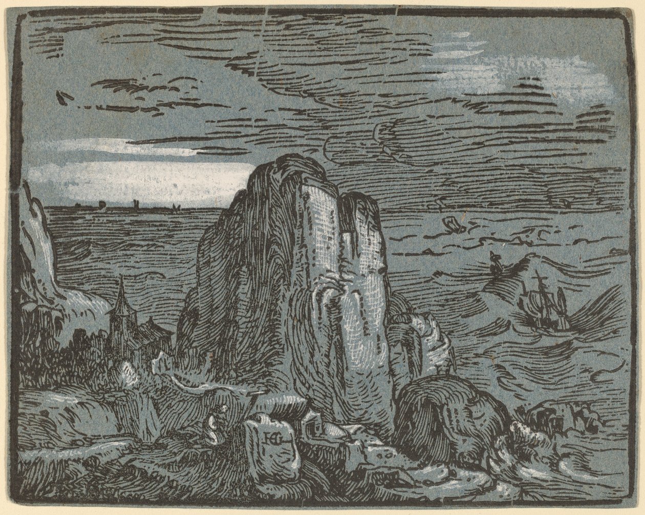 Cliff på en strand av Hendrik Goltzius