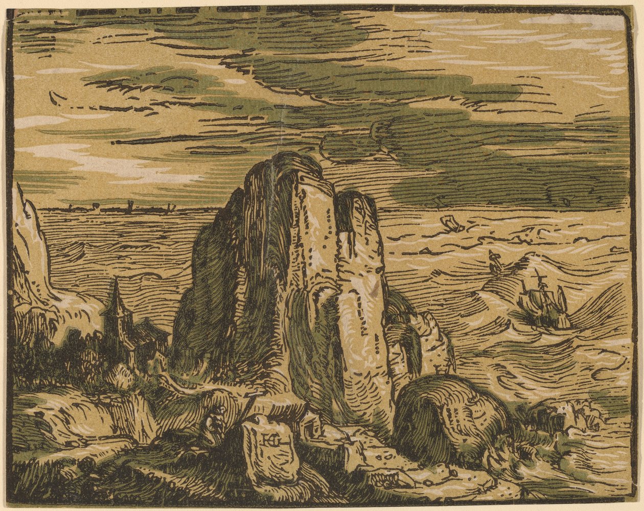 Cliff på en strand av Hendrik Goltzius