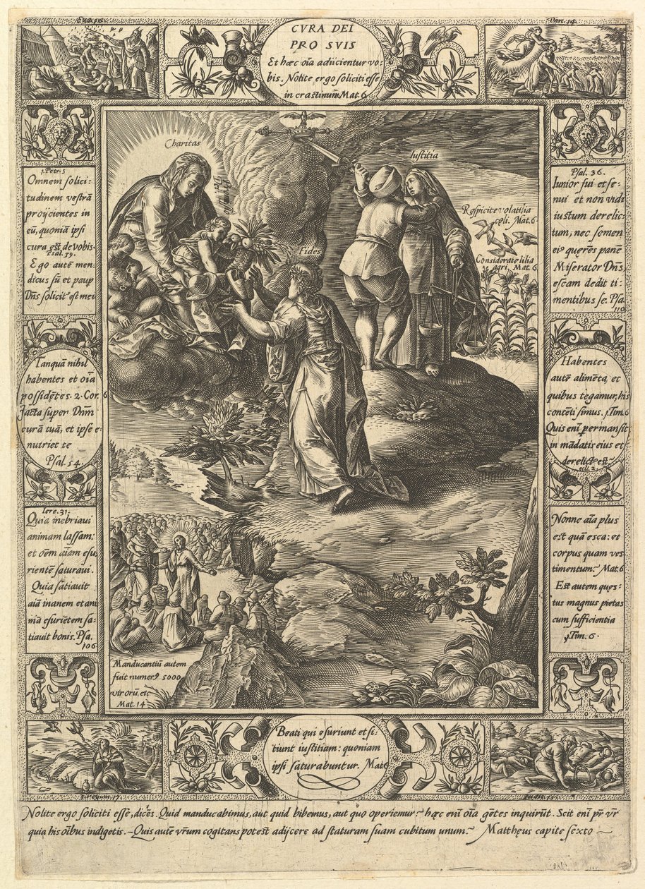 Cura Dei Pro Suis, fra Allegories of the Christian Faith, fra Christian and Profane Allegories. av Hendrik Goltzius